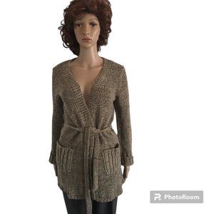 Max Studio Brown Knit Belted Cardigan - Size XS